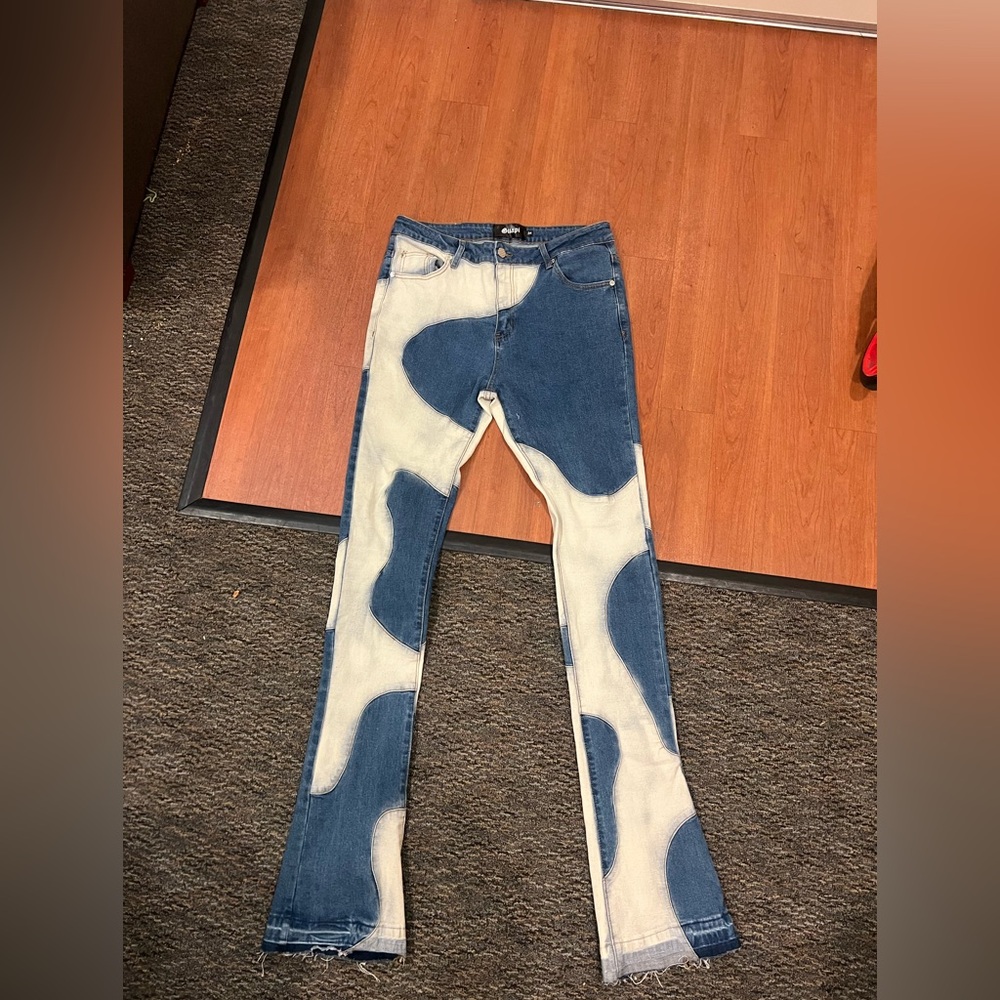 Stylish Blue and White Men's Jeans